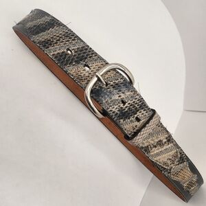 Acme belt women's 32 taupe leather watersnake animal print western Made in USA